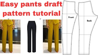 How to draft a basic pants pattern tutorial / beginner's friendly#sewingtutorial #pantspattern #diy
