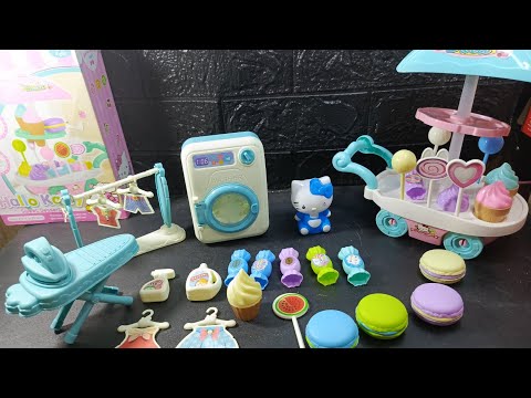 ASMR Toys 10:29 Minutes Satisfying with Blue Hello Kitty Blue Laundry and Sweet Dessert Cart Set