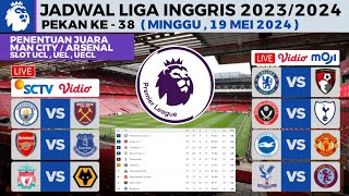 Jadwal Liga Inggris Pekan 38 - Man City vs West Ham , Arsenal vs Everton | Klasemen EPL 2023/2024