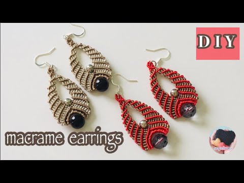 簡単diy マクラメピアスの編み方 Easy Diy Macrame Earrings Tutorial Youtube