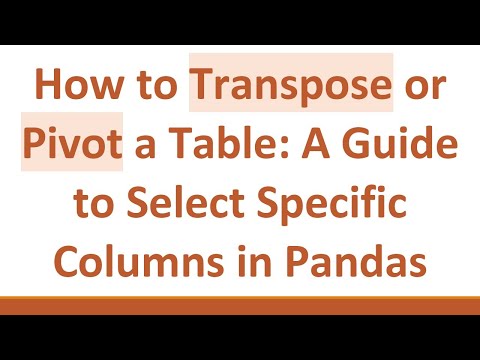 How to Transpose