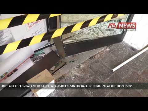 AUTO ARIETE SFONDA LA VETRINA DELLA FARMACIA DI SAN LIBERALE, BOTTINO 5 MILA EURO | 03/10/2025