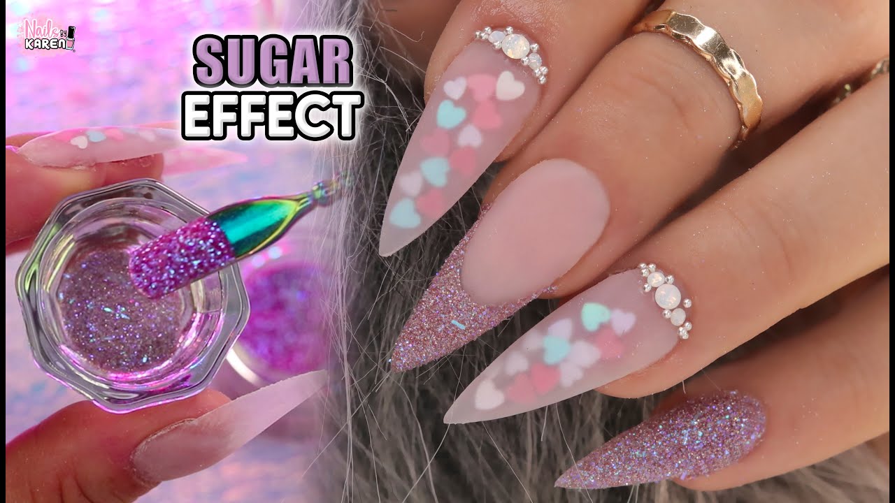 Punta Siletto en UÑAS de TIP *acrilico & glitter | NailsByKaren