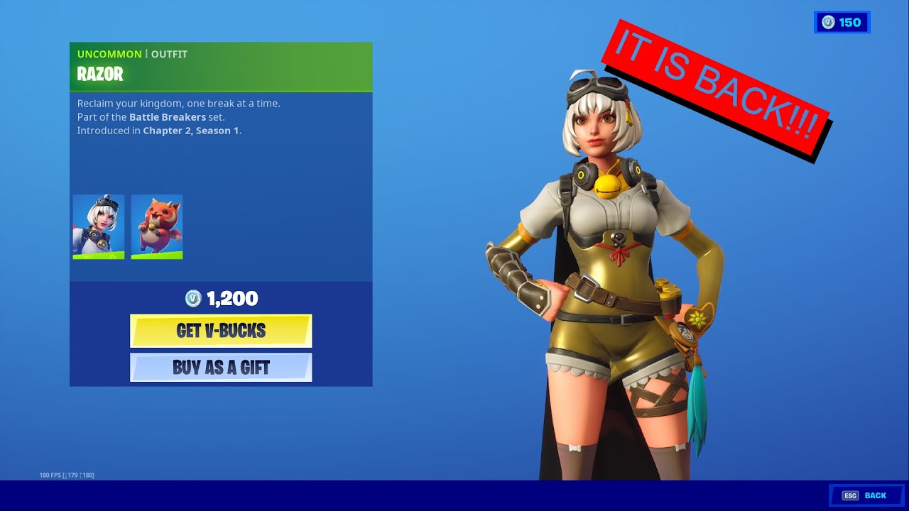 New Item Shop! Razor skin and Fierce Cloudpuff are back!