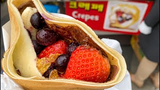 Dongdaemun Legend Grandpa Crepes / Korean Street Food / 딸기+바나나+블루베리 크레페