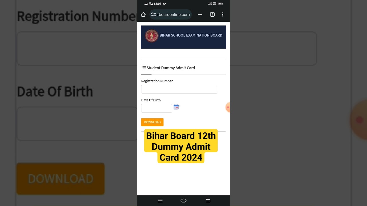 Bihar Board 12th Dummy Admit Card 2024 | Bihar Board Inter Dummy Admit Card Download 2024