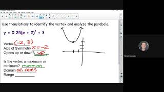 Unit 2 #1B-- Analyzing Quadratic Graphs using Vertex Form