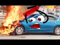 Doodle car catches fire   the car is on fire   woa doodles  my car catches fire in illegal race