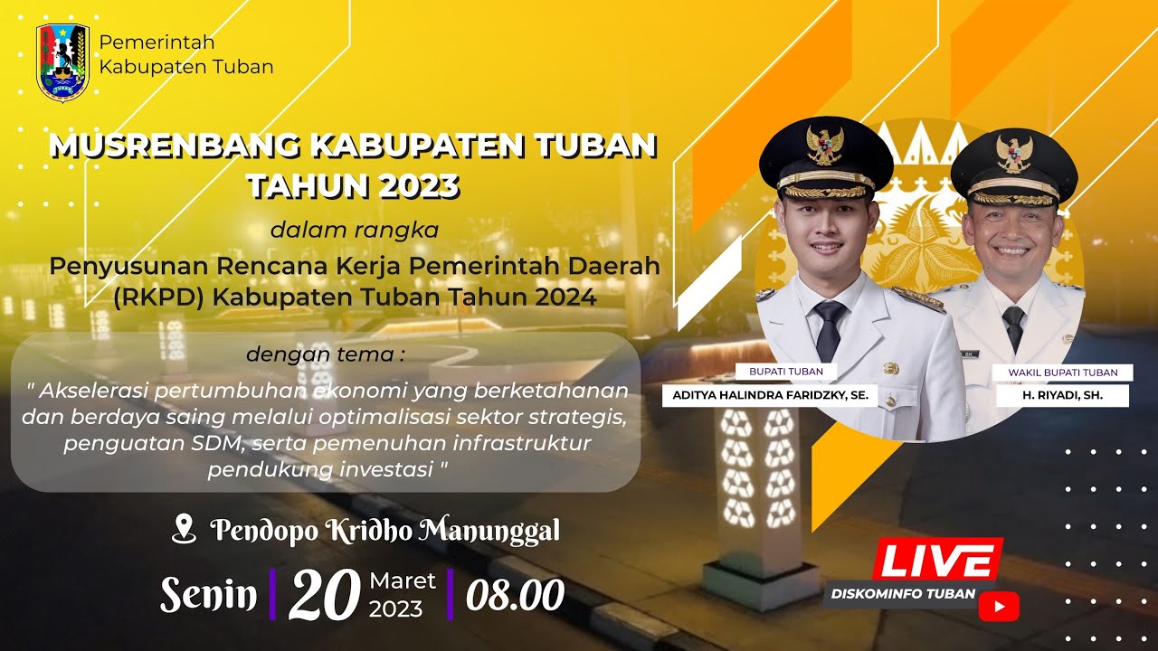 🔴 LIVE : MUSYAWARAH RKPD TAHUN 2023 DALAM RANGKA PENYUSUNAN RKPD KABUPATEN TUBAN TAHUN 2024