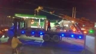 Isuzu Self Loader Truck Kobelco RK160-2 Rough Terrain Crane Installing Box Culvert 