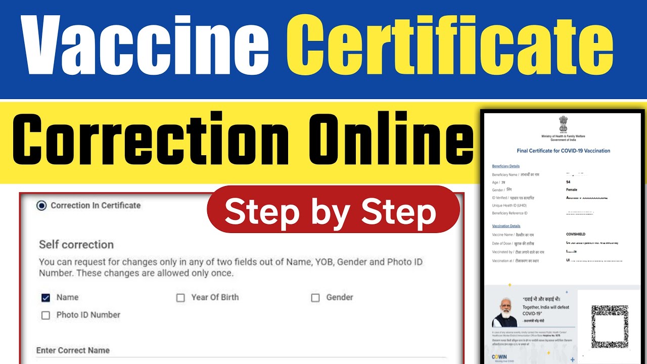 Cowin Vaccine Certificate Correction Online | Change Name, Gander, Birth in Cowin After Vaccination