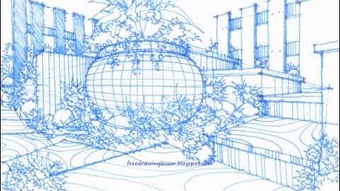Draw a box : A garden 14... steps... in a multi point perspective.. monochrome. #shorts