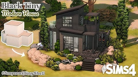 Black Tiny Modern House 🏠 | No CC | The Sims 4 Speed Build | Shell Challenge