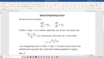 Section 2.5 Special Integrating Factors Intro