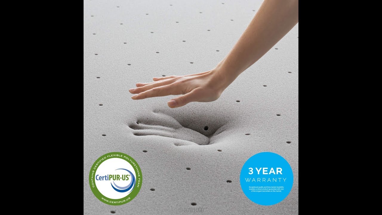 Lucid 4 Inch Bamboo Charcoal Memory Foam Mattress Topper King YouTube