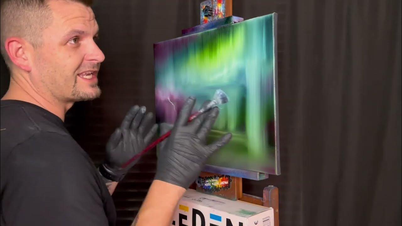 Abstract Aurora Borealis Seascape Oil Painting Tutorial with Bob Ross