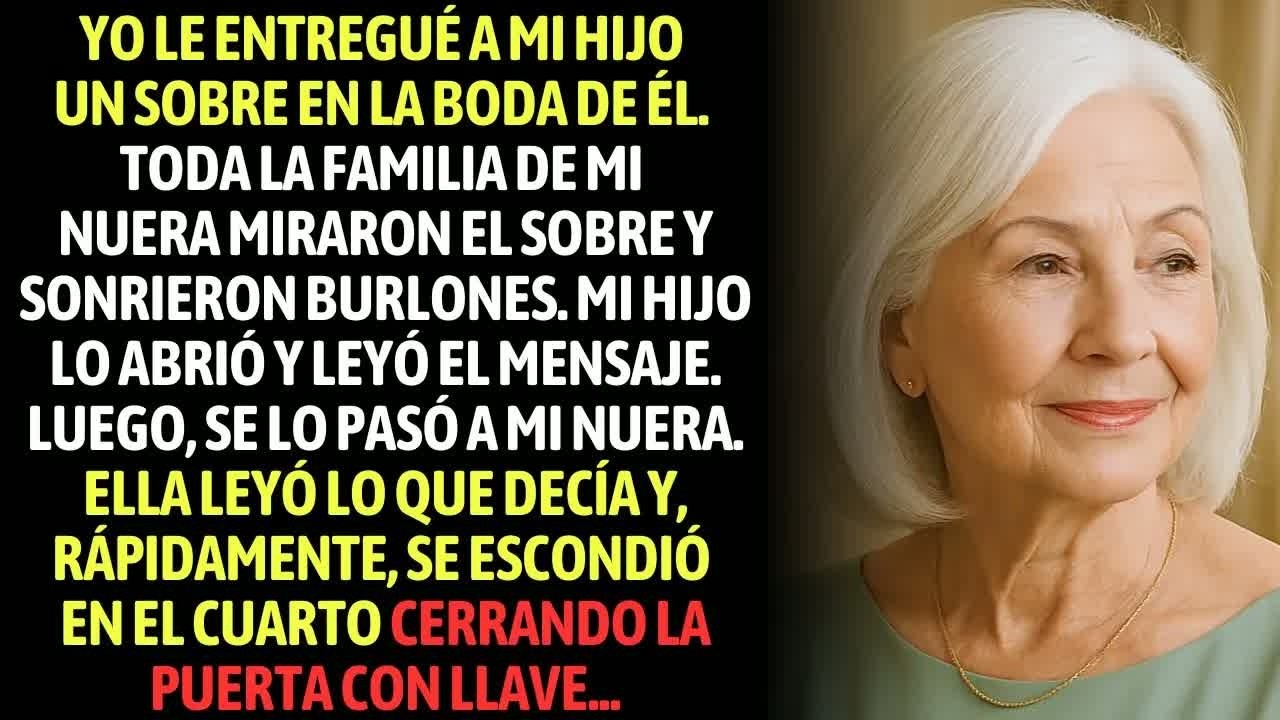 En La Boda, Entregué A Mi Hijo Un Simple Sobre. Mi Nuera Leyó Lo Que Decía, Se Escondió En El Cuarto
