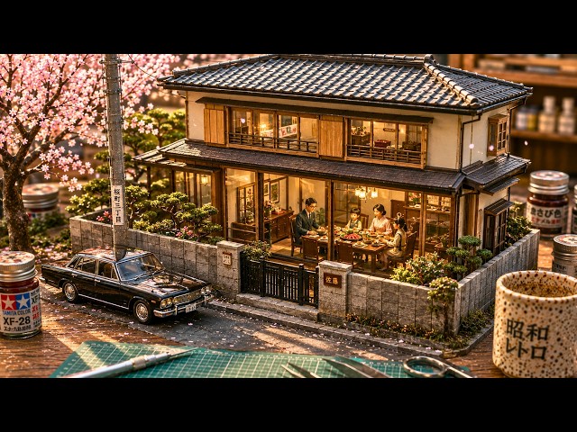 フジミ 東京名所シリーズ 二重橋 未組立 昭和レトロ模型. Zs217 満開の桜の下、自分たちが模型だと知らない昭和レトロな小さな街｜AI