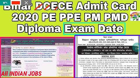 Bihar DCECE Admit Card 2020 PE PPE PM PMD Diploma Exam Date
