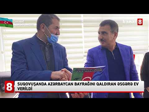 Suqovuşanda Azərbaycan bayrağını qaldıran əsgərə ev verildi