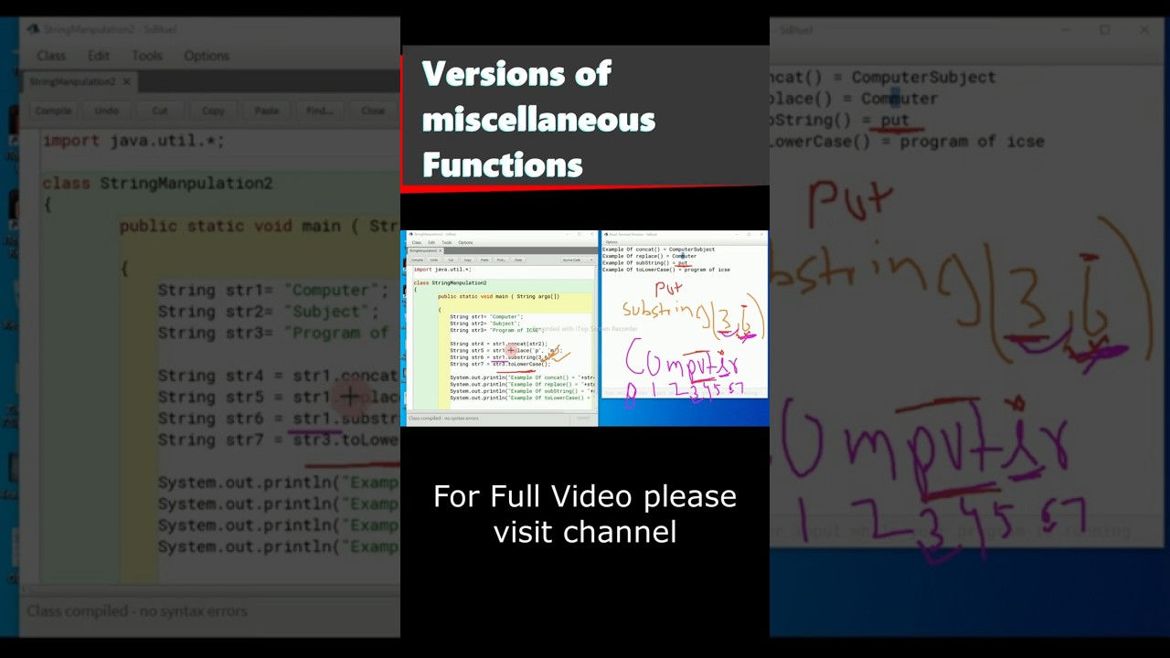 String Miscellaneous Functions in java | String Functions
