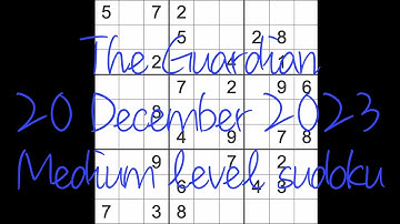 Sudoku solution The Guardian 20 December 2023 Medium level