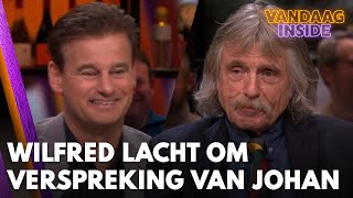 Wilfred moet lachen om verspreking van Johan: 'Dick Stoof' | VANDAAG INSIDE