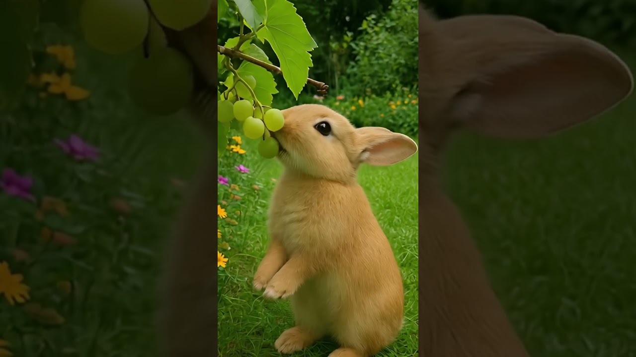 Cute bunny eating grapes❤️🍇🐇