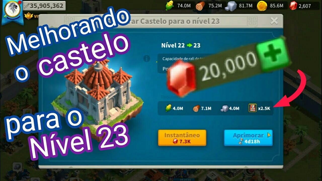 UPANDO O CASTELO PARA O NÍVEL 23 - RISE OF KINGDOMS. - YouTube