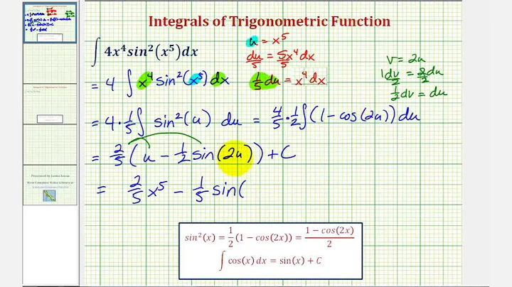 Ex 2: Trigonometric Integration - Power Reducing Formula and U-Substitution