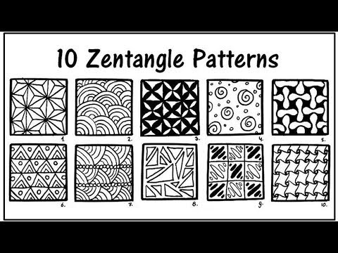 10 Zentangle Patterns | Zentangle Lotte - YouTube