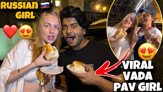 Trying Viral Vada Pav With Russian 🇷🇺Girl ❤️ *Her Rection 😍 Viral Girl 😱