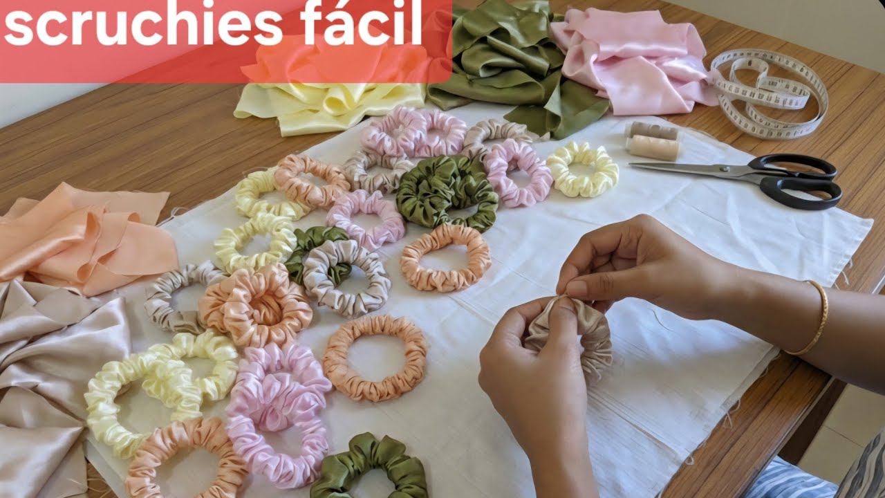 Faço 30 por dia e vendo todos,fácil de fazer #artesanato #tutorial #scruchies #xuxinha #retalhos 