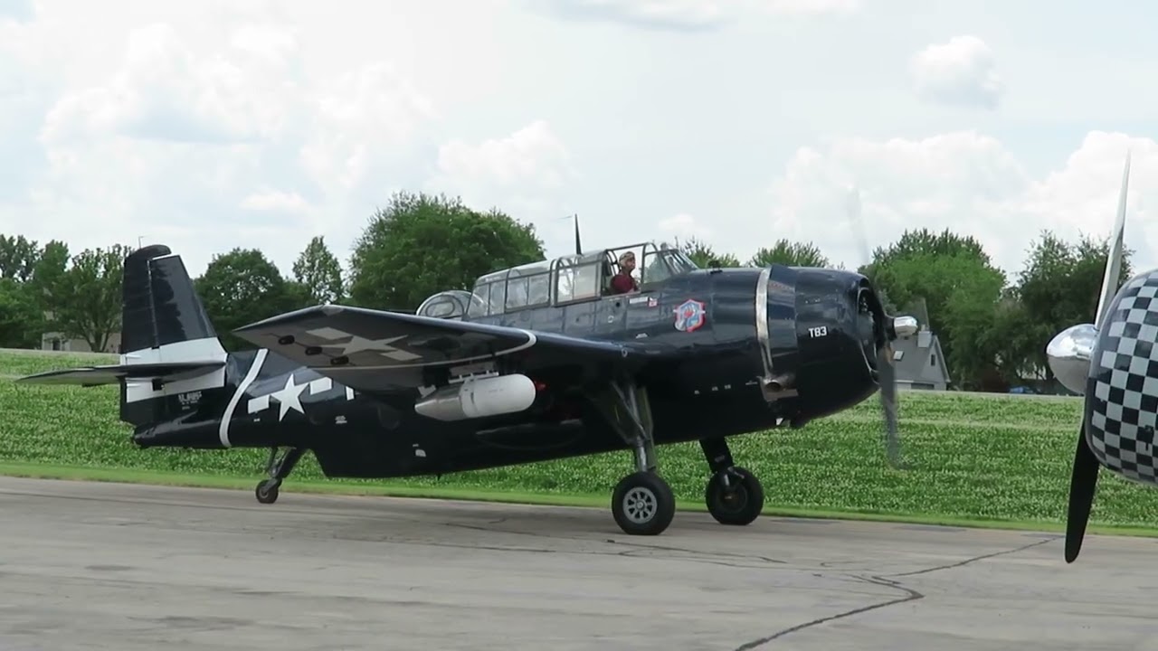 TBM-3E Avenger folding its wings 