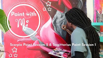 HOW I PAINT DETAILS & PATTERNS; PAINT WITH ME - Acrylic Painting Session; Scorpio and Sag phase 2
