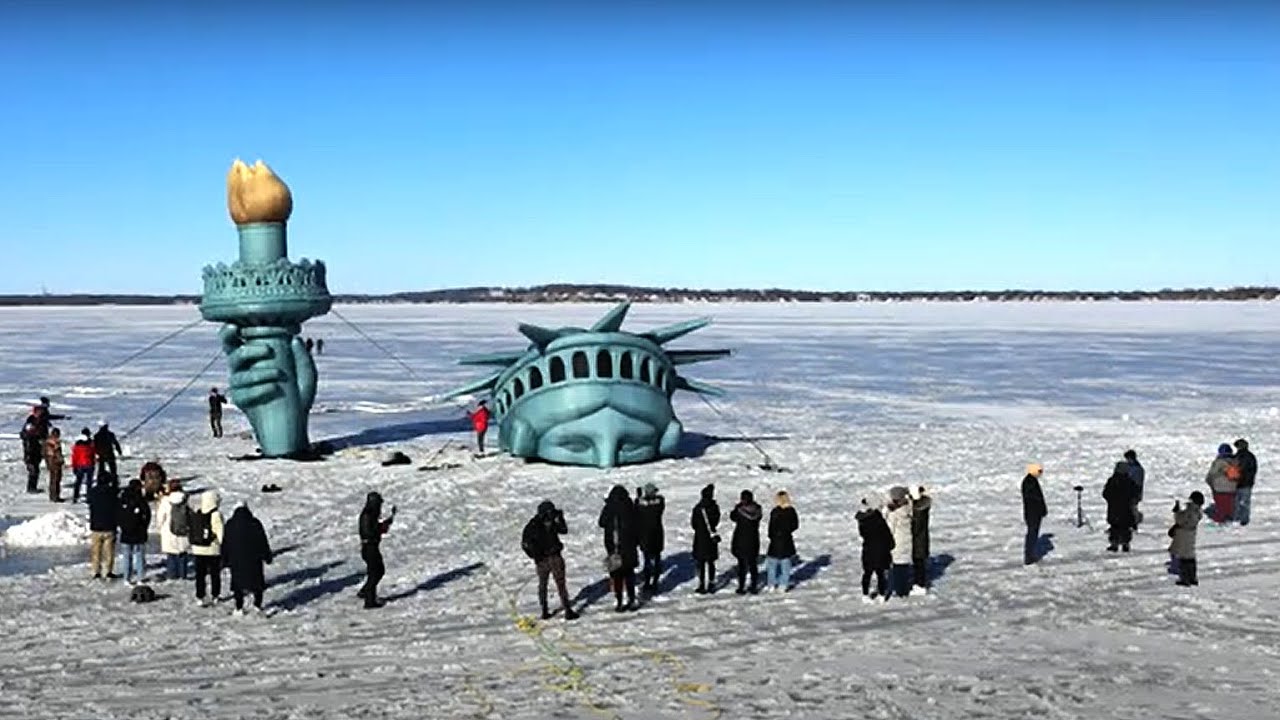 Statue of Liberty emerges from Lake Mendota YouTube