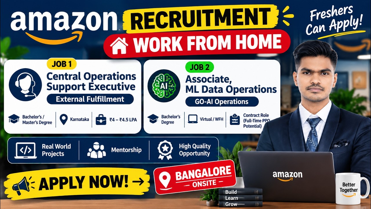 Amazon Work From Home Jobs 2026 | Freshers Hiring | ₹4–₹4.5 LPA | Amazon Jobs 2026