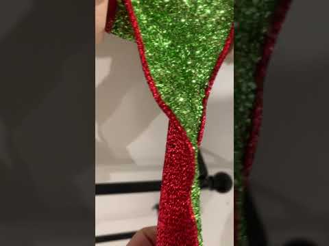Raz 2.5" Green Tinsel and Red Metallic Wired Christmas Ribbon R4171899