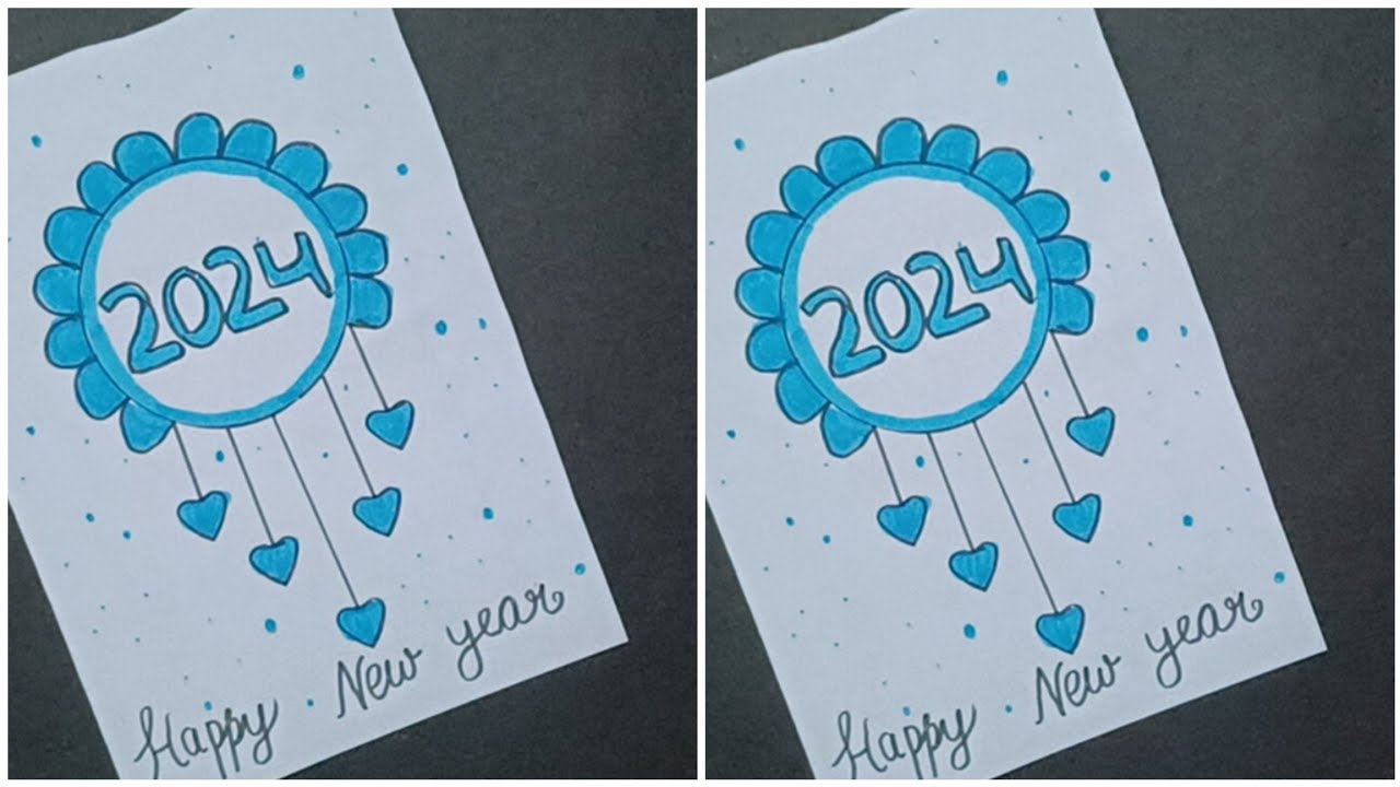 DIY - Happy New Year Greetings Card 2024 | Handmade New Year Card - YouTube