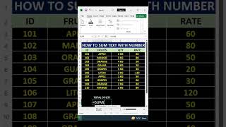 sum formula use text with numbers #excelclasses