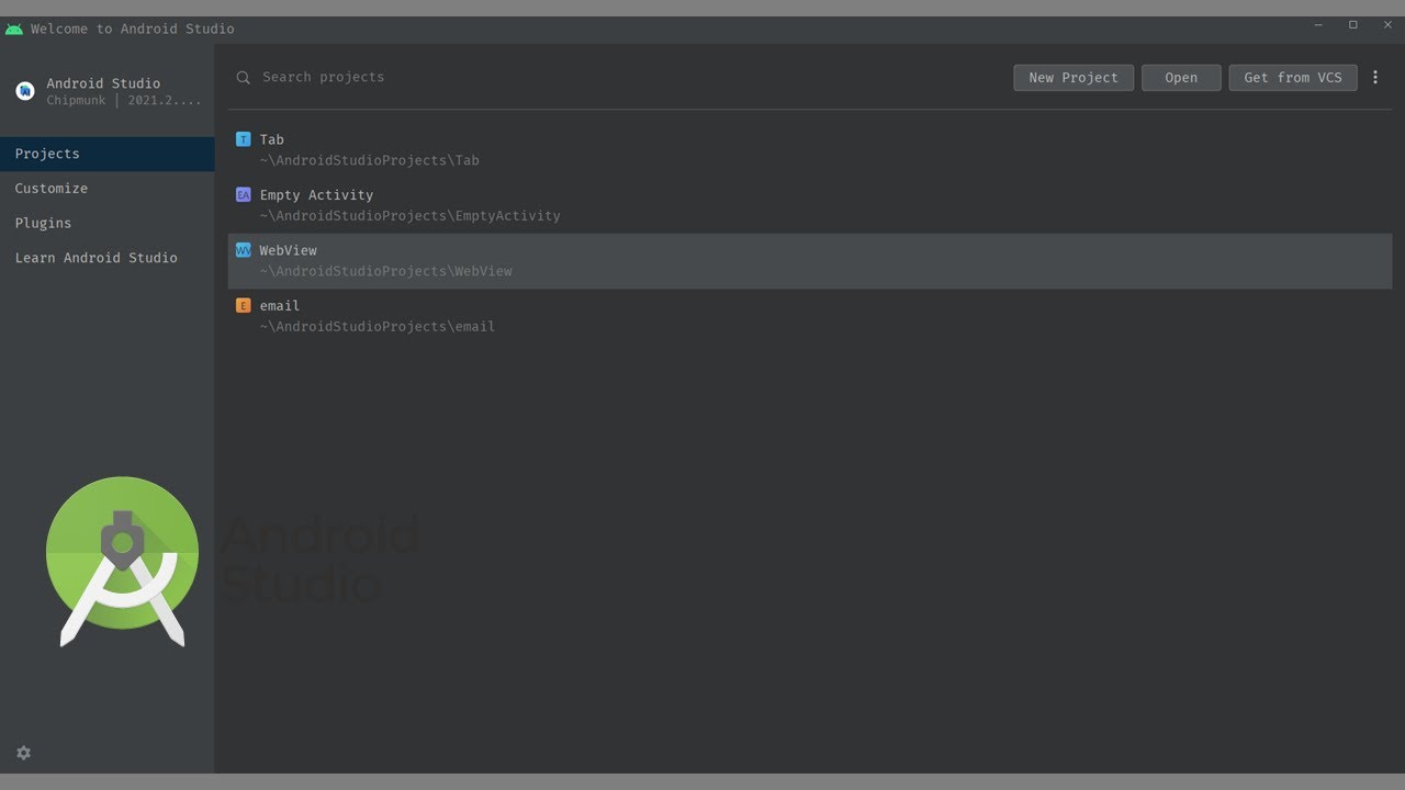 How to setup android studio open android studio with select project ...