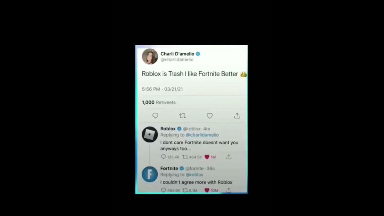 Charli d’amelio got roasted by Fortnite and Roblox XD YouTube
