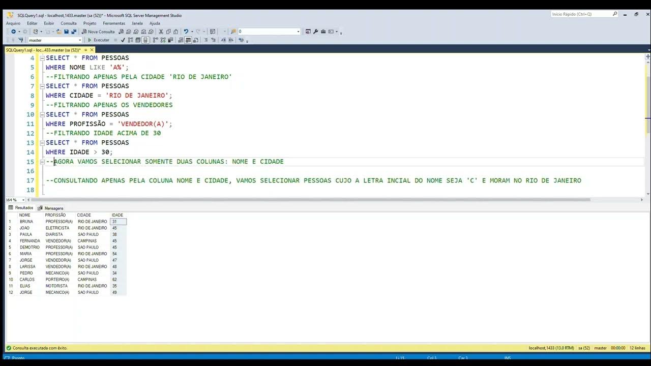 CONSULTAS (QUERY) SIMPLES NO SQL USANDO A CLÁSULA "WHERE" - YouTube