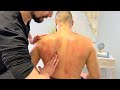 Grown man tries not to cry during massage  huge back  shoulder knots clunky joints get crunched