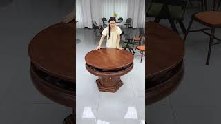 modern wooden rotating dining table with a built-in lazy susan