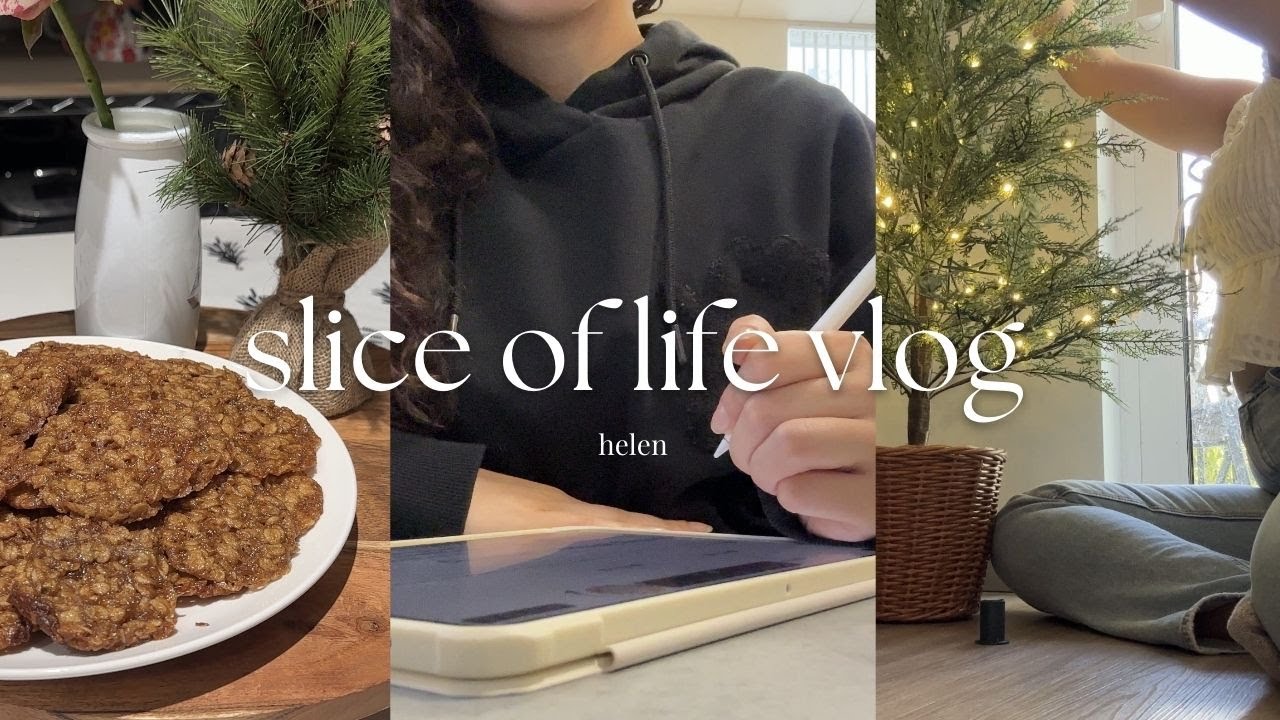 slice of life vlog | christmas decorating, studying at the library & baking oatmeal lace cookies