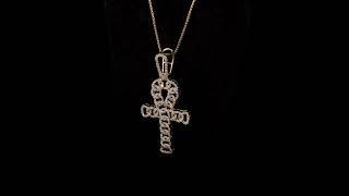 10k Yellow Gold 100 Cttw Ankh Cross Pendant hi Color Si1si2 Clarity 18 Inches