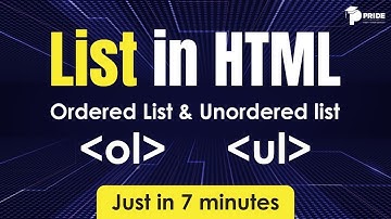 How To Create Lists In HTML | (Must Watch😮‼️) #htmllist  #Prideeducare #educare