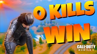 WINNING the GAME with 0 KILLS SOLO VS SQUADS 😱😂 FUNNY ENDING | Call of Duty Mobile
