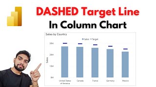 how to add a dashed target line in column chart in power bi